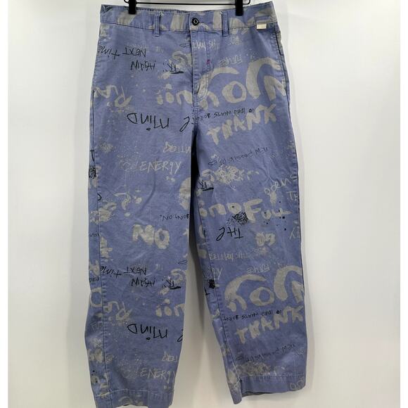 Urban Outfitters Mens Purple Graffiti Print Baggy Pant Size Large - Picture 1 of 9
